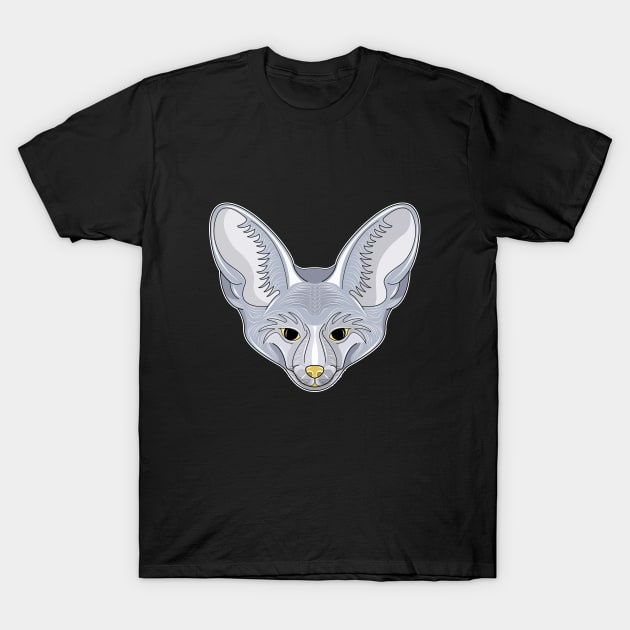 cute silver bat eared fox face T-Shirt by dwalikur